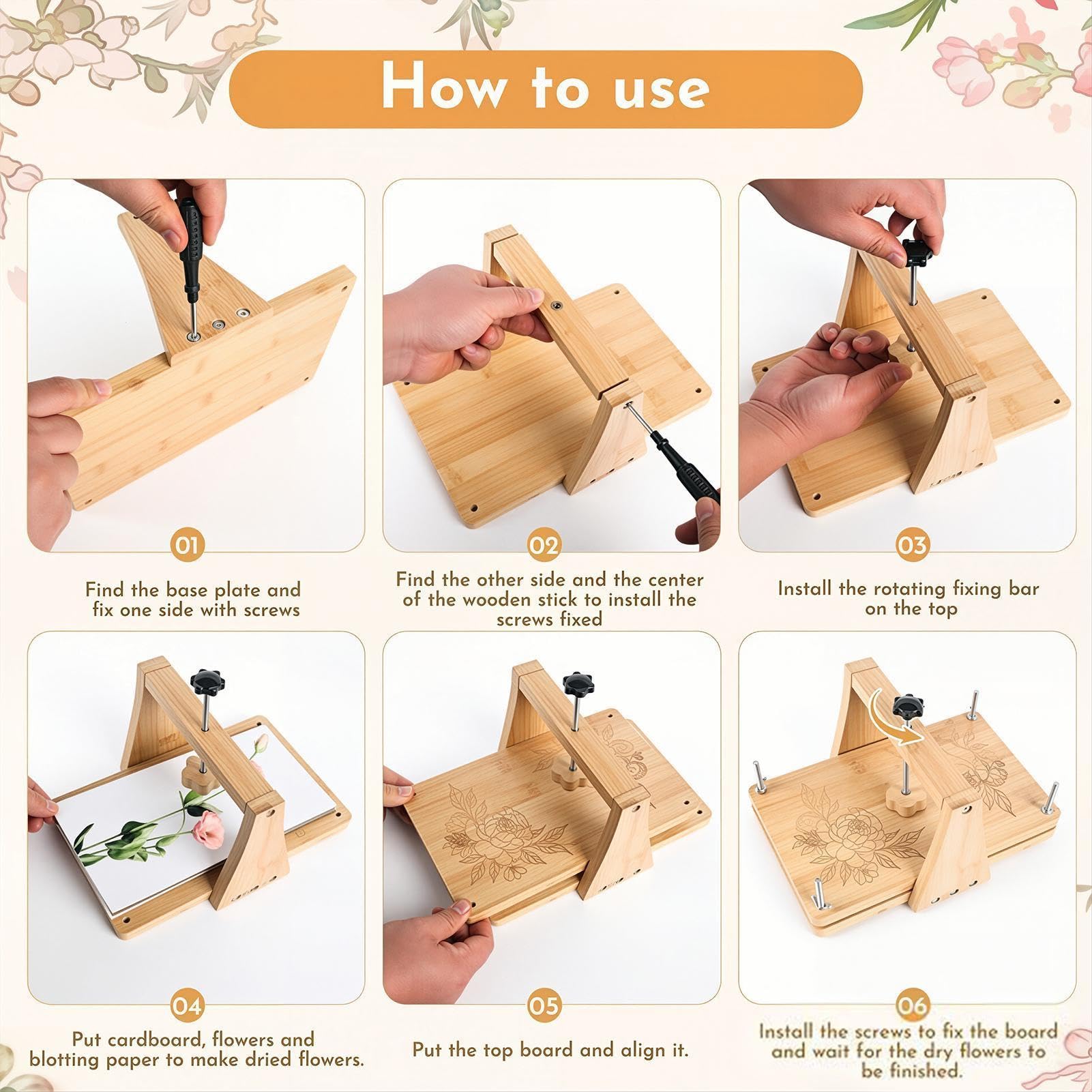 Generico Kit Per La Pressatura Dei Fiori Legno Multistrato Riutilizzabile | kit pressa per fiori e cornice segnalibro per aula casa studio giardino laboratorio scuola materna biblioteca