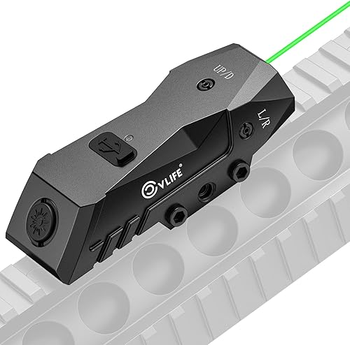 CVLIFE - Mira láser recargable para rifle compatible con riel Picatinny, mira láser táctica verde/roja de perfil bajo para riel Picatinny de 0.827
