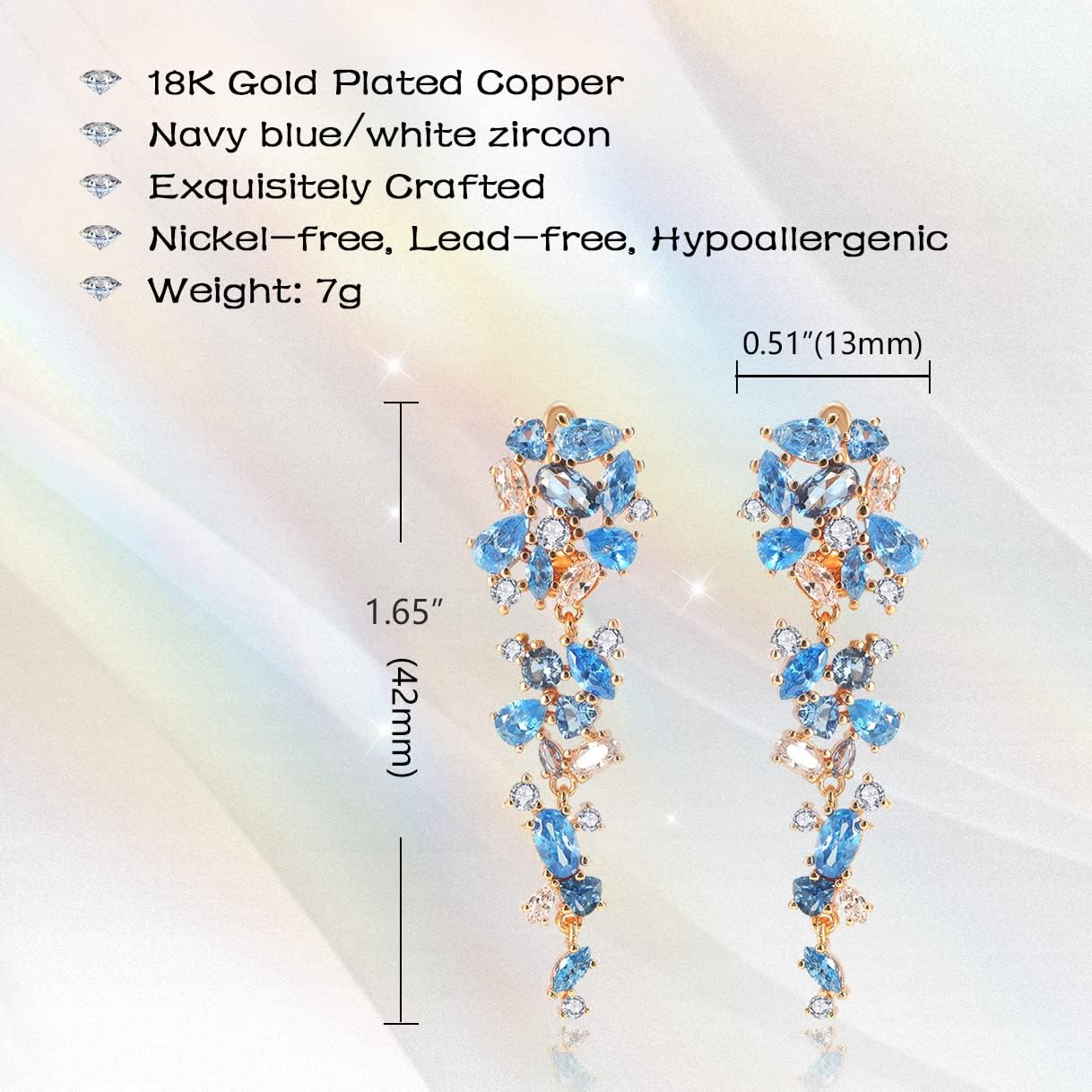 Dangle Earrings for Women,Crystal Drop Earrings Zirconia Rhinestone Dangling Earrings for Women Prom Party Jewelry Gifts,Dangle Fashion Jewelry Crystal Earrings for Women and Girls - Image 4