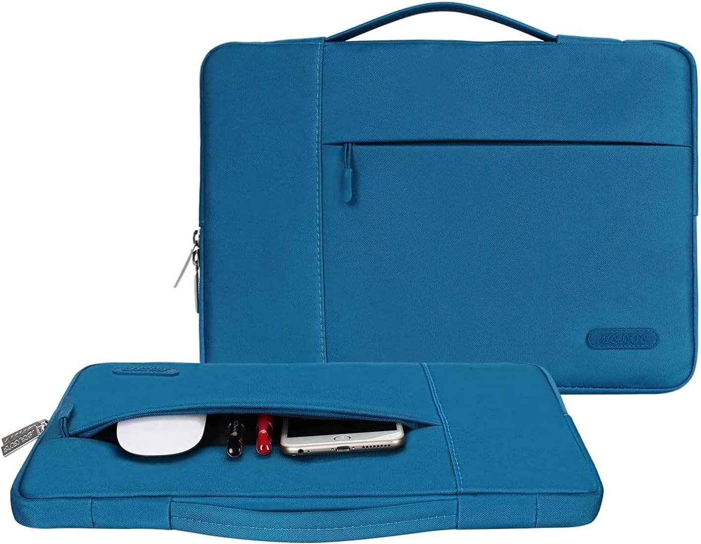 MOSISO Laptop Case 13.3 inch, 13-13.3 inch Laptop Sleeve with Handle Compatible with MacBook Air/Pro 13/Pro 14 M5 M4 M3 M2 M1,HP Dell ASUS Lenovo, Polyester Multifunctional Computer Bag, Lake Blue