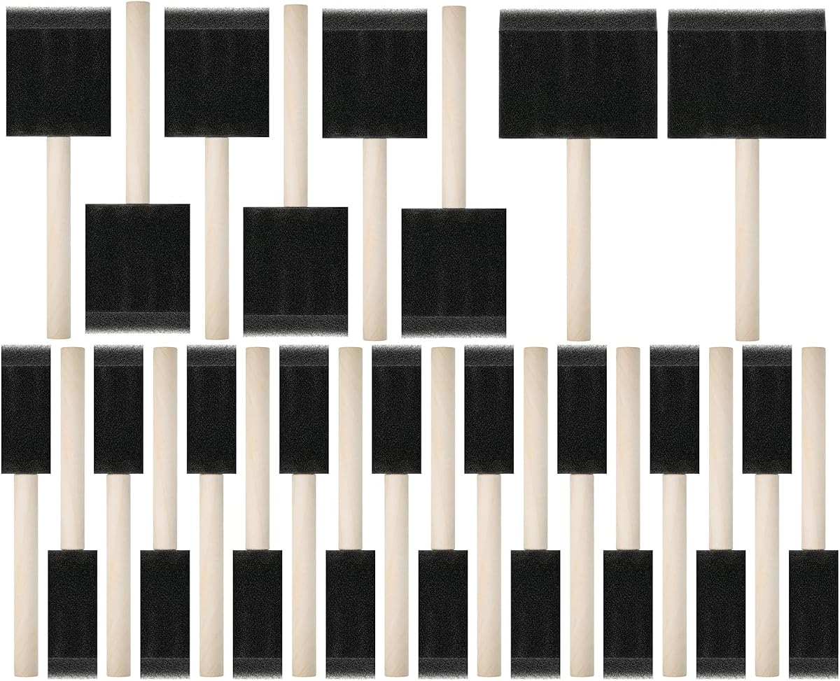 Bates- Pinceles de espuma para pintar, 1", 2" y 3", paquete de 26, multisuperficie, incluidos pinceles de esponja para pintar y teñir