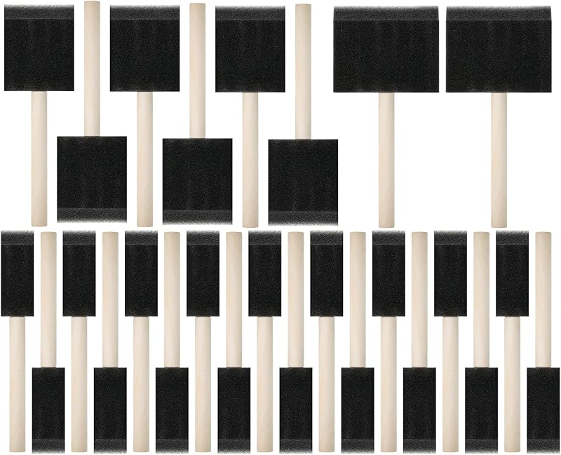 Bates- Pinceles de espuma para pintar, 1", 2" y 3", paquete de 26, multisuperficie, incluidos pinceles de esponja para pintar y teñir