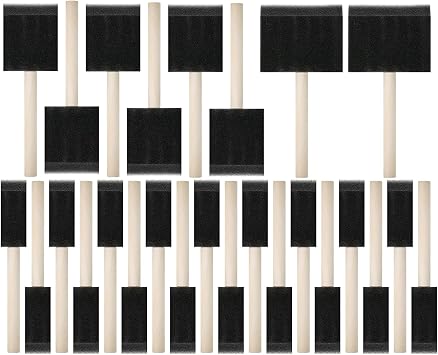 Bates- Foam Paint Brushes, 1", 2" & 3", 26 Pack, Multi-Surface, Including Sponge Brushes for Painting & Staining