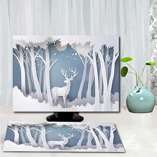 Three-Piece Computer Cover, Dust Cover for 24-Inch LCD Monitor, Dust Cover for Main Box, Dust Cover for Keyboard, Suitable for Desktop Computer DUOWEI (Size : 17 inches)