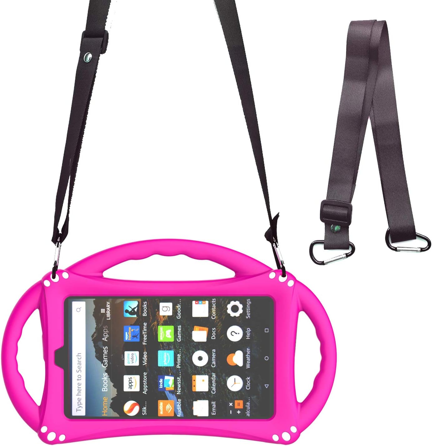 LTROP Fire 7 Tablet Case, All-New Fire 7 2019 Case, Fire 7 Kids Case - Shock Proof Protective Case for Fire 7 Tablet (Compatible for 9th Generation 2019/ 7th Generation 2017 / 5th Gen 2015) ，Hot Pink