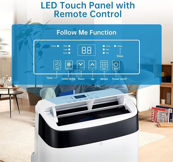 10000btu Portable Air Conditioner,Portable Ac Unit with Remote Control &Window Kit,3-in-1 Function,550 Sq. Ft Coverage,Air Conditioner Portable for Room or Office