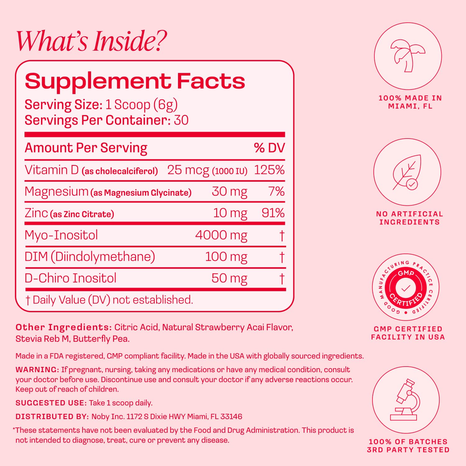 Peach Perfect Inositol Powder Multivitamin, Strawberry Acai Flavor – 4g Myo & D-Chiro Inositol, DIM, Zinc, Magnesium Glycinate, Vitamin D3 – Supports Women’s Health, Cycle, Energy, 30 SVG — Amazon image 5