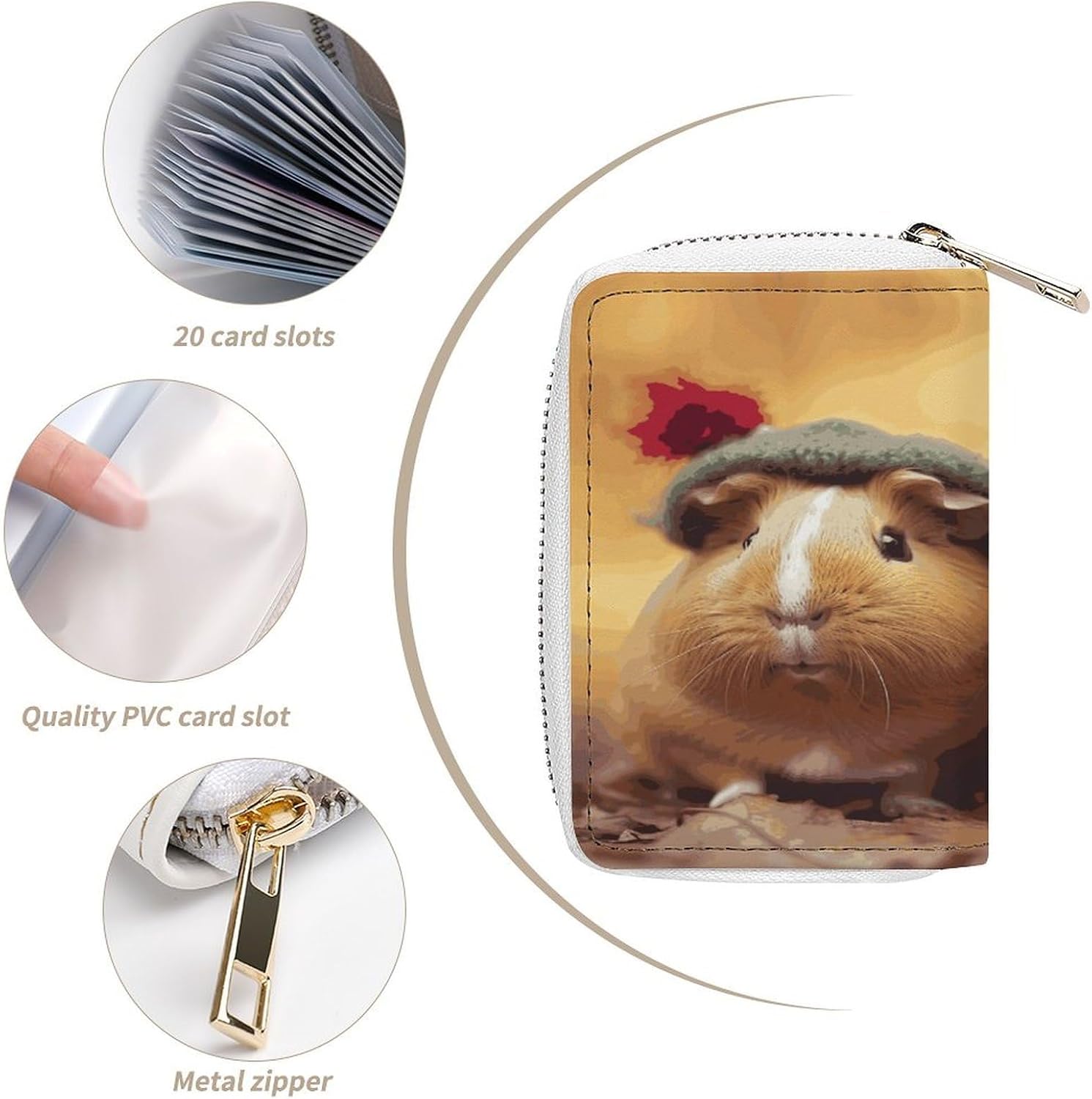 Cute Guinea Pigs Card Holder RFID Blocking,Credit Card Wallet for Women And Men,Card Case Organizer Bag with Zipper
