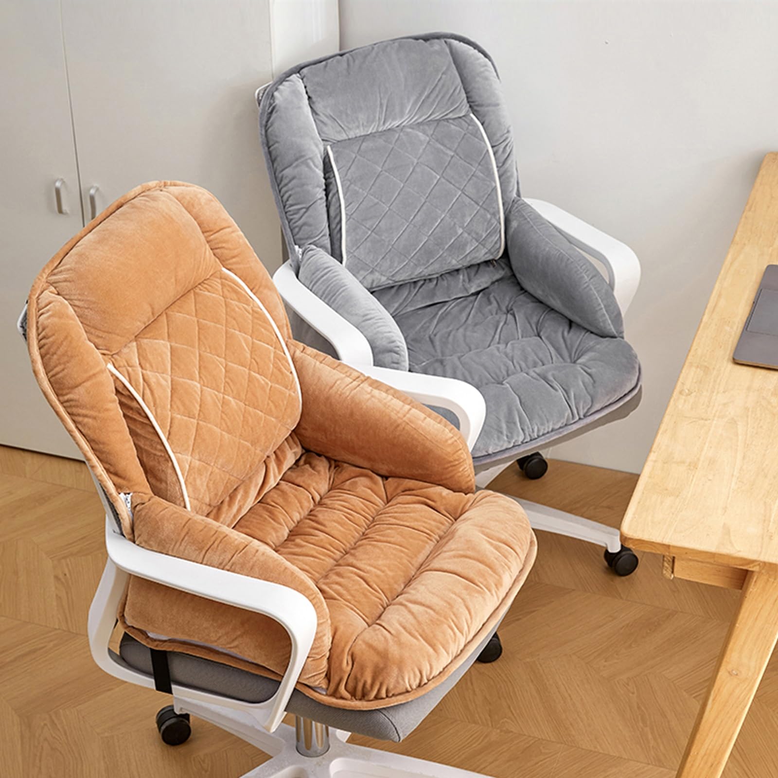 Cojin Silla Oficina, Cojín de Asiento Suave con Funda Extraíble, Cojin Antiescaras, Cojín de Asiento con Respaldo, Cojin Lumbar Silla Oficina(Gray)