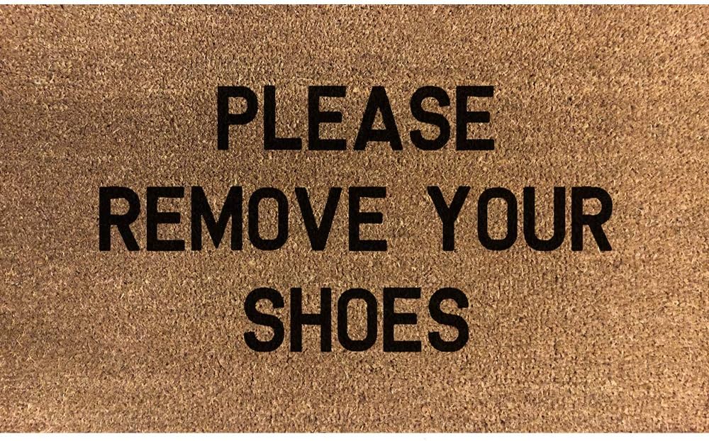 70cm x 40cm PLEASE REMOVE YOUR SHOES Printed Internal Coir Mat, Door Mat Stencilled