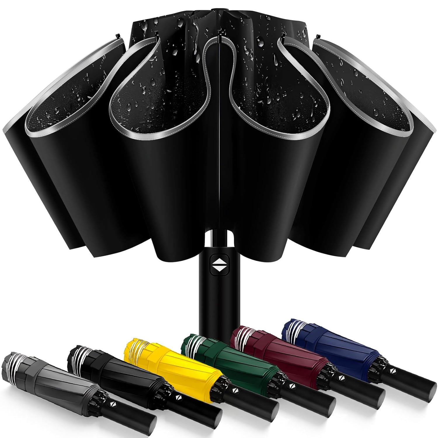 Travel Umbrella Superior Beautiful Compact Large Strong but Light Portable and Automatic Folding Rain Umbrella Premium Grip Fits