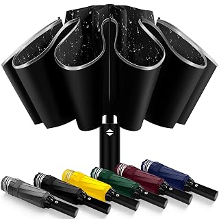 Travel Umbrella Superior, Beautiful & Compact, Large Strong but Light Portable and Automatic Folding Rain Umbrella, Premium Grip, Fits Car & Backpack - Amazon product rated Grade A