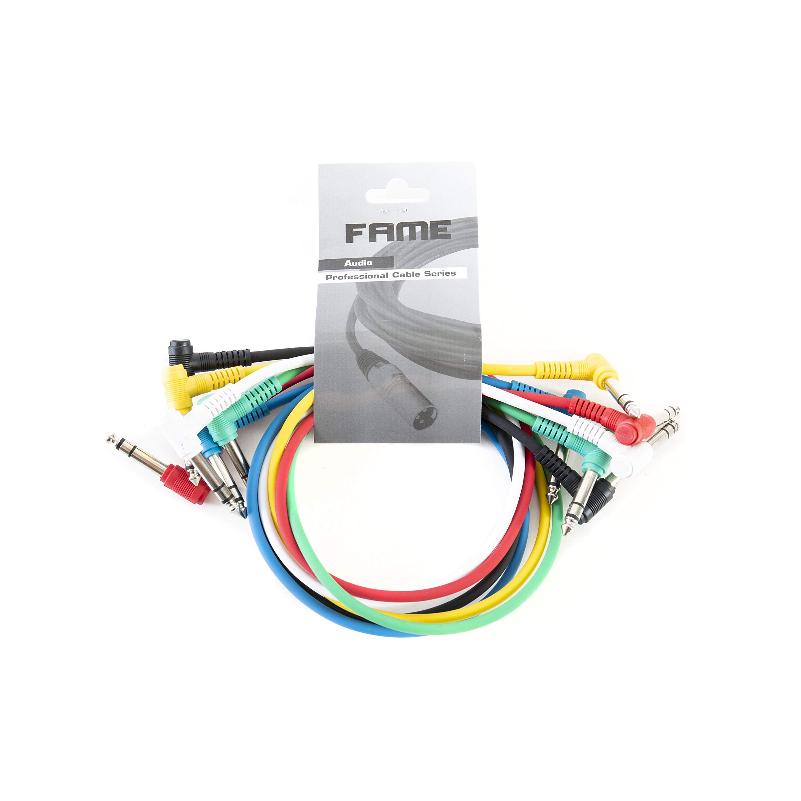 MUSIC STORE 60cm Stereo Patchkabel 6er-Pack, Multicolour, Winkelklinke