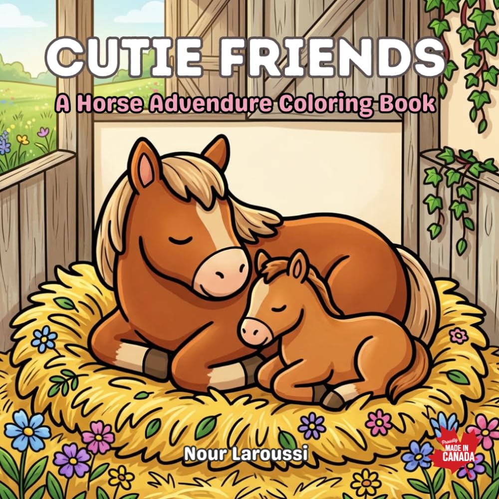 Cutie friends: Fun, Easy & Cute Horse Themed Coloring Book