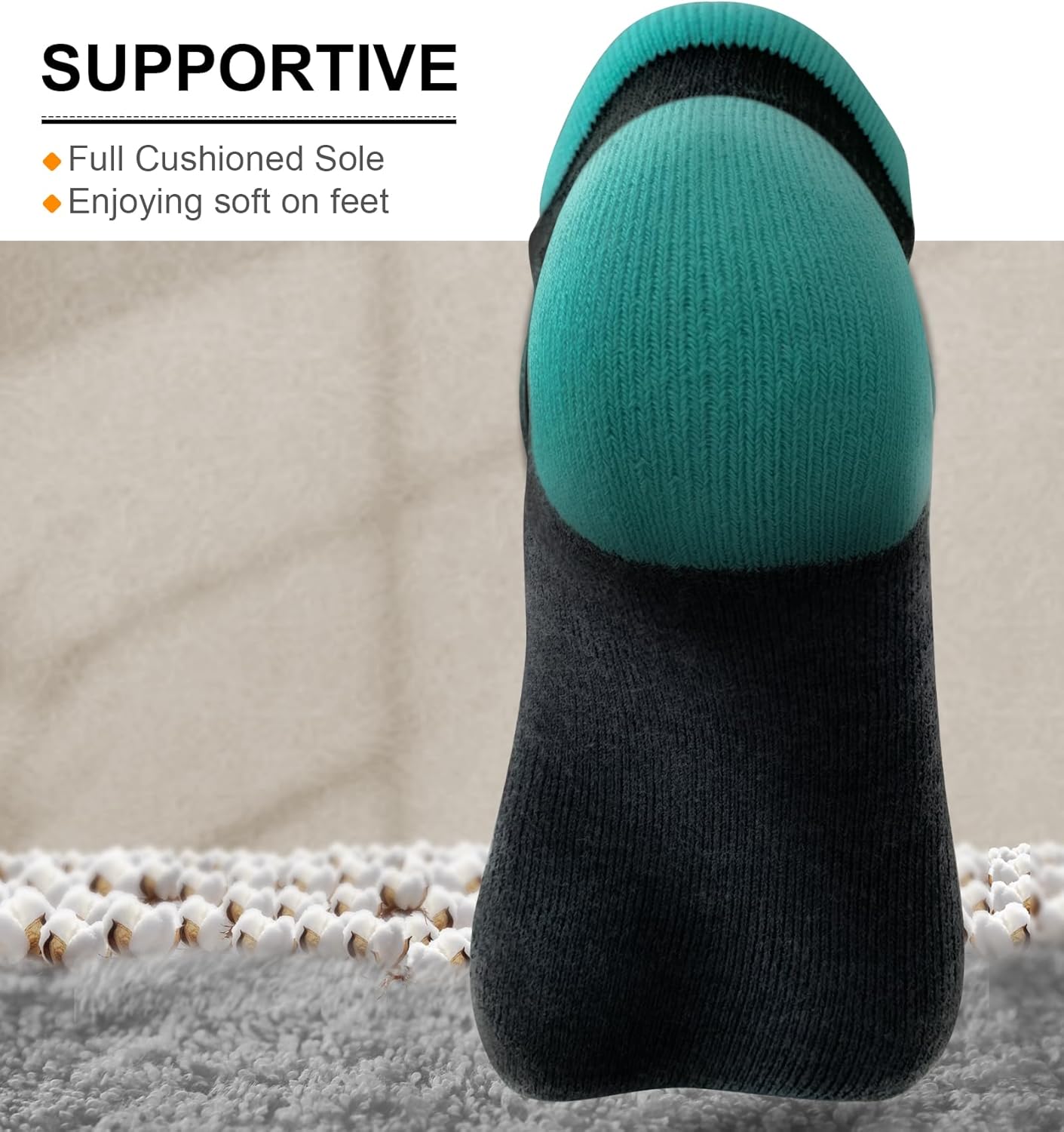 BULLIANT Socks For Women 6Pairs-Womens Athletic Ankle Socks No Show Cushioned for Walking Running-Compression Arch Support - Image 6