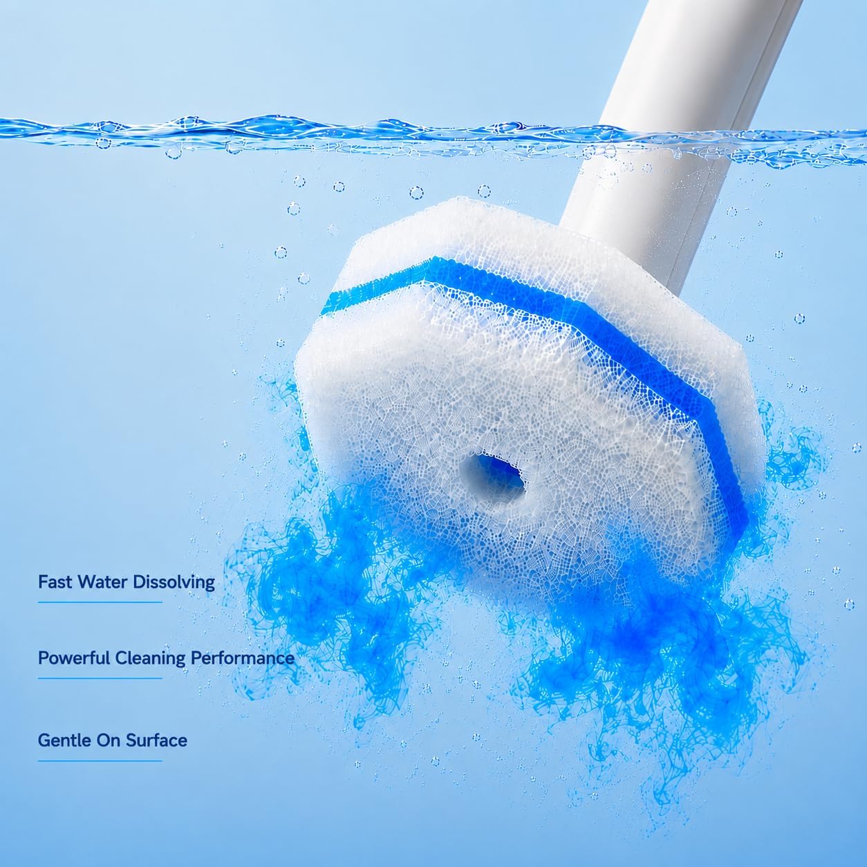 COBETE Disposable Toilet Brush Wand Kit with 50 Refills, Efficient Deep Scrubbing Toilet Bowl Cleaner Wand with Holder for Bathroom Toilet Cleaning(White)