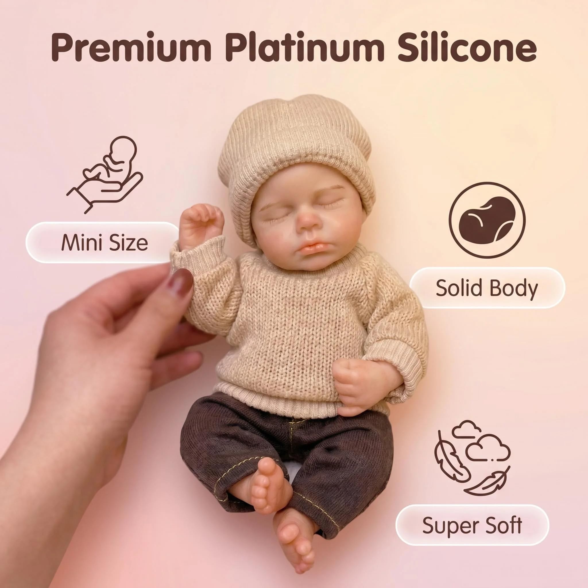 MineeQu Mini Muñecas Bebé Reborn Gemelas Realistas 15 cm Silicona Sólida