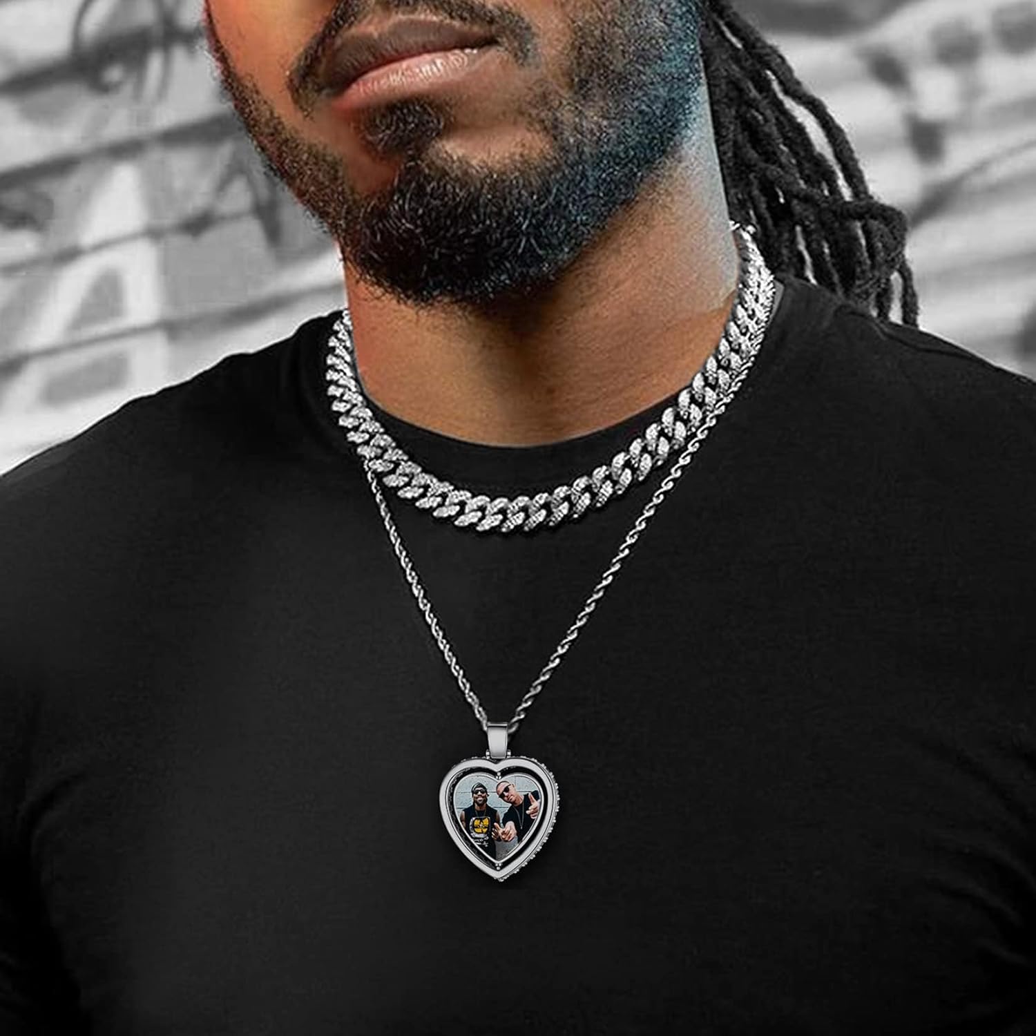 U7 Custom Photo Necklace Men Women Personalized Jewelry Customized Any Picture Pendant Stainless Steel Chain 18-30 Inch Tennis Necklaces, Mothers or Lover Gift