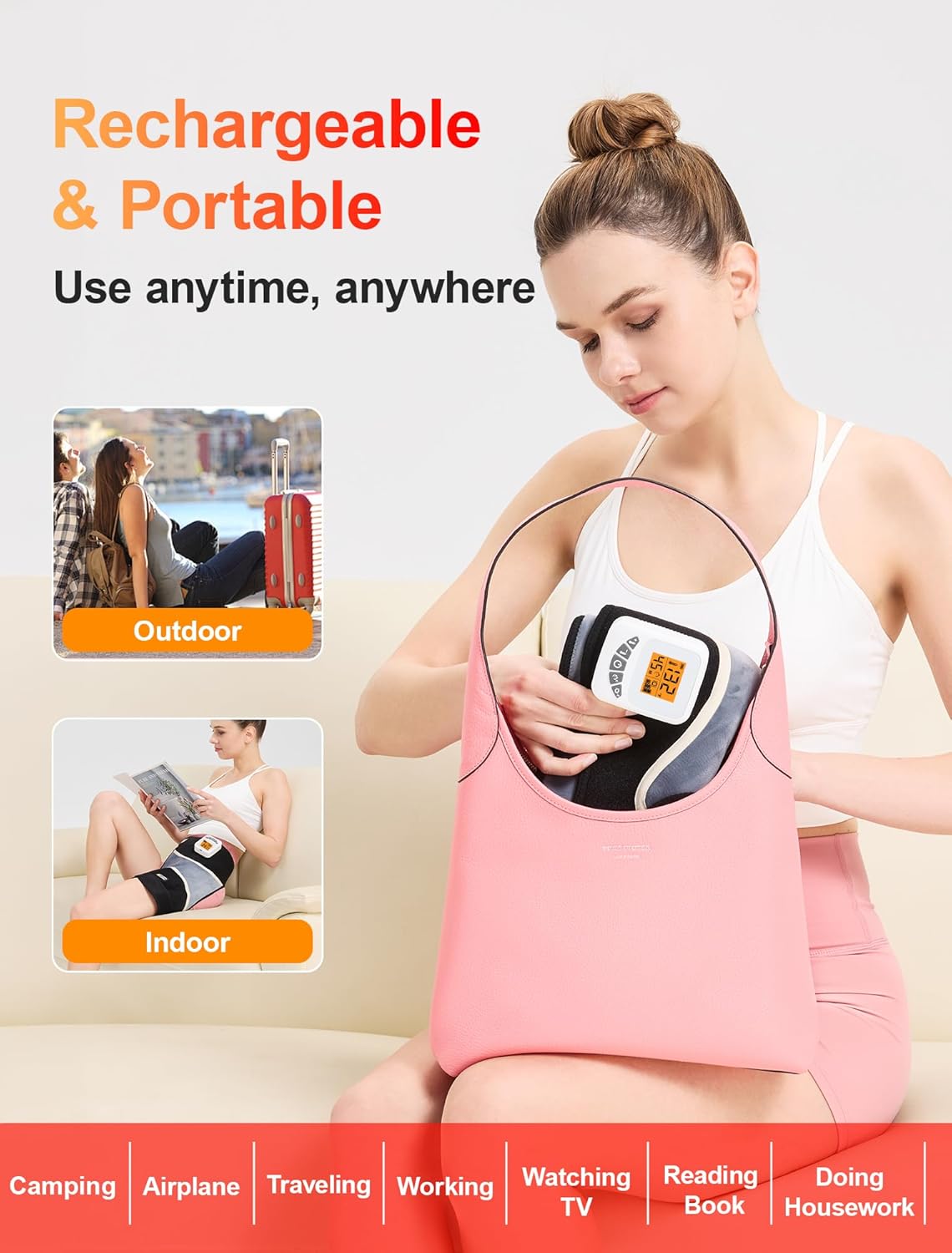 CAMECO 2-in-1 Cordless Hip Heating Pad with Massage for Sciatica Pain Relief, 5000mAh Battery & 104℉-140℉ Heated Hip Brace for Women Men Arthritis, Rechargeable Hip Massager Heat Pad for Home Office