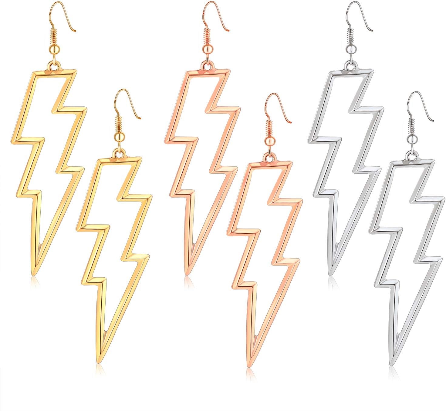Lightning Bolt Drop Dangle Earrings For Woman Statement Flash Thunder Hook Earrings Punk Fashion Jewelry