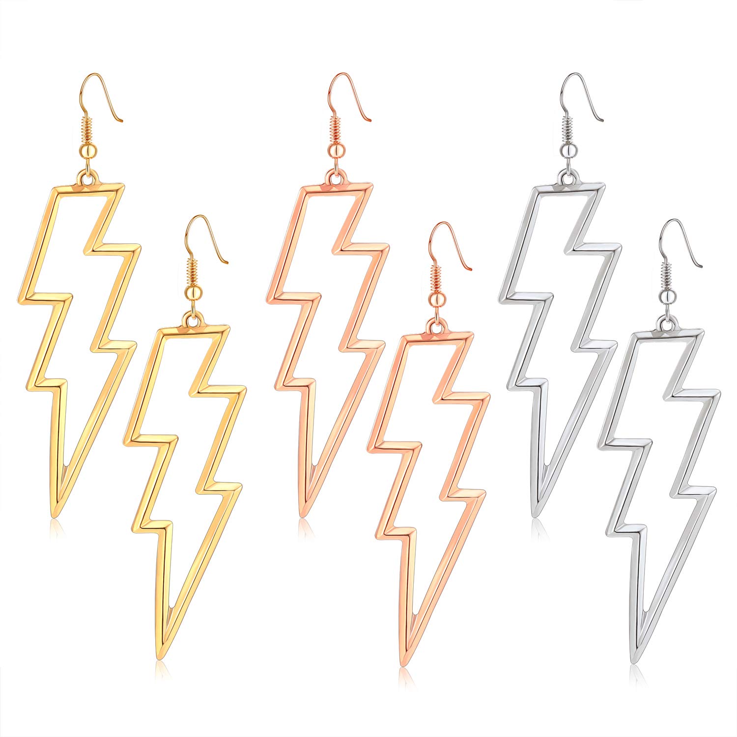 YAHPERNLightning Bolt Drop Dangle Earrings For Woman Statement Flash Thunder Hook Earrings Punk Fashion Jewelry