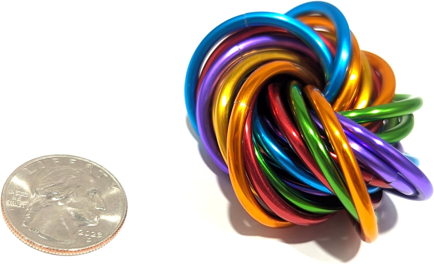 Möbii Fidget Ball (MultiColor): Quiet Mobius ADHD Anxiety Stim Stress Relief Toy Tool for Home Travel Office or Desk (Daydream XL, Full, Rainbow)