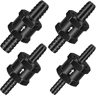4 Pcs 1/4'' 5/16'' 3/8'' 1/2'' Fuel Non Return Inline One Way Check Valve for Fuel Line Oil Petrol Diesel Gasoline Water Aluminium Alloy (Black)