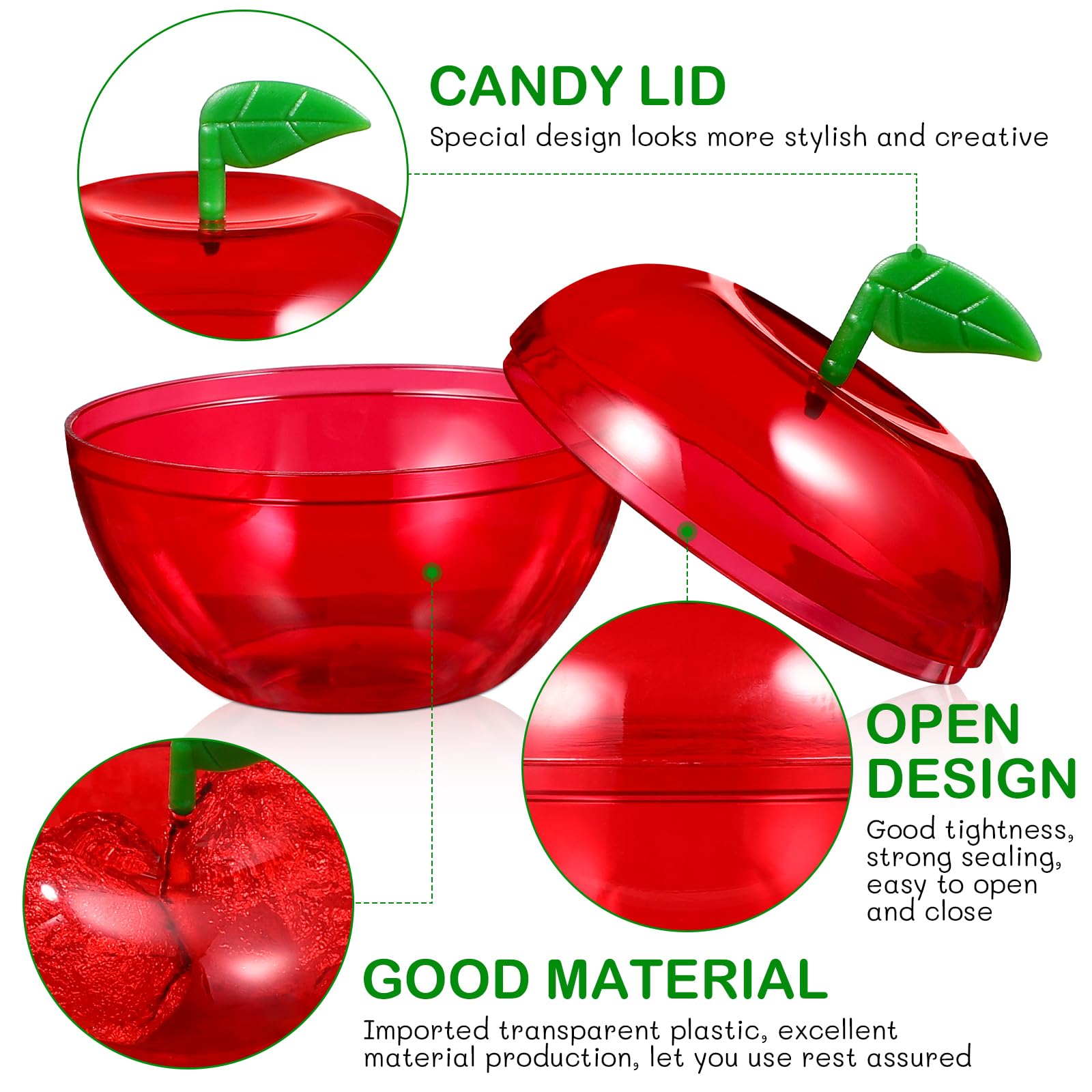 Toyvian Apple Container, 12 pezzi, 7. 5x7. 5x7. 5cm, a forma di mela, caramelle a forma di mela, contenitore di caramelle di Natale, ora bianco forniture per feste, forniture discendenti
