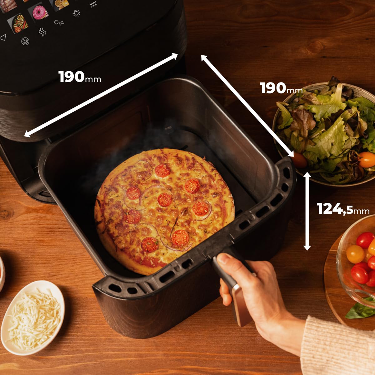 Cecotec Air Fryer Cecofry&Grill Smokin' 4500. Friteuse à Air sans Huile, Grill, Plancha, Fonction Fumoir, Résistance Double, Cuisson Uniforme, Idéale pour Viandes et Pizzas
