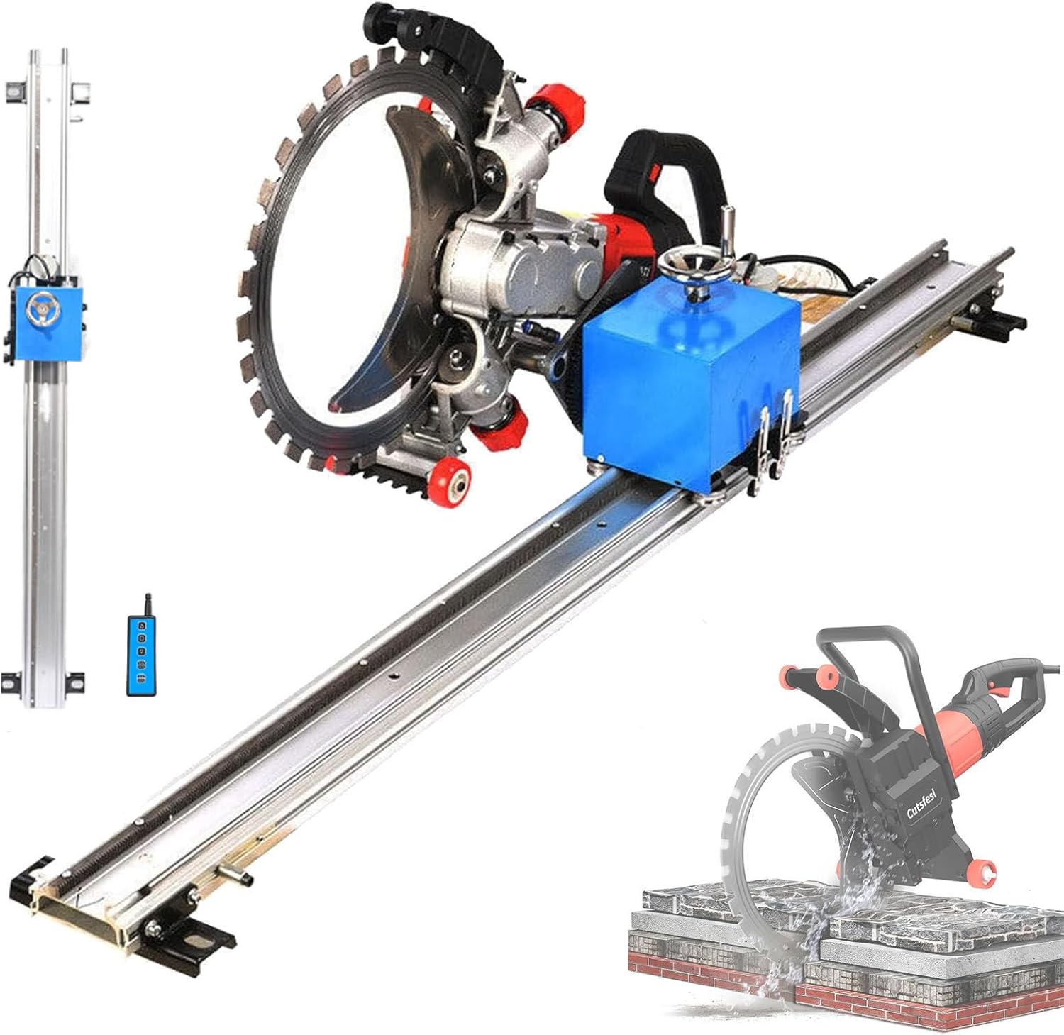 Circular saw kit on rail, 1.5/2/2.5/3 m alloy guide rail with remote control, rotating tilt and adjustable cutting depth 3m