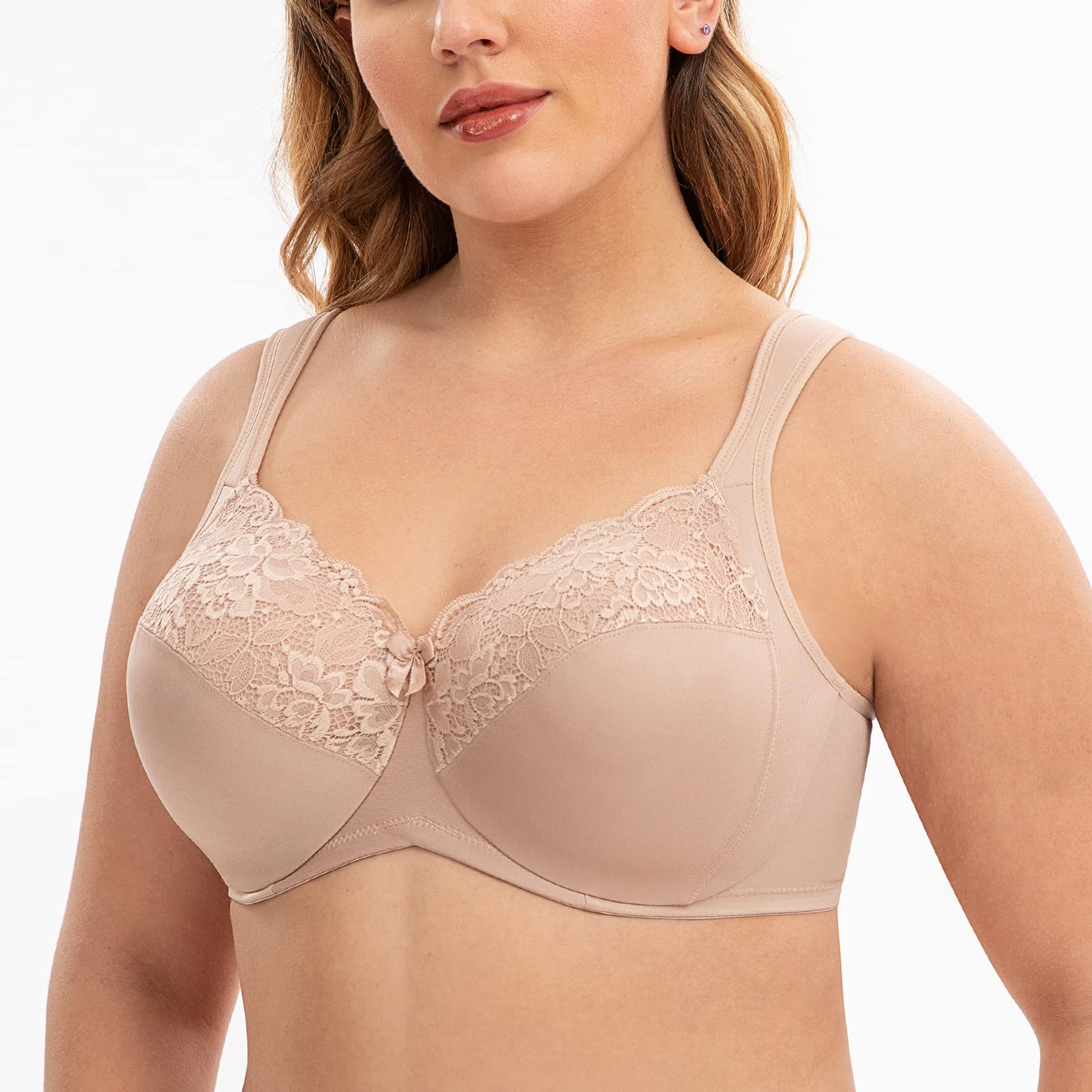 Damski biustonosz minimalizujący poduszkę plus size pełne pokrycie koronkowy biustonosz bez podszewki