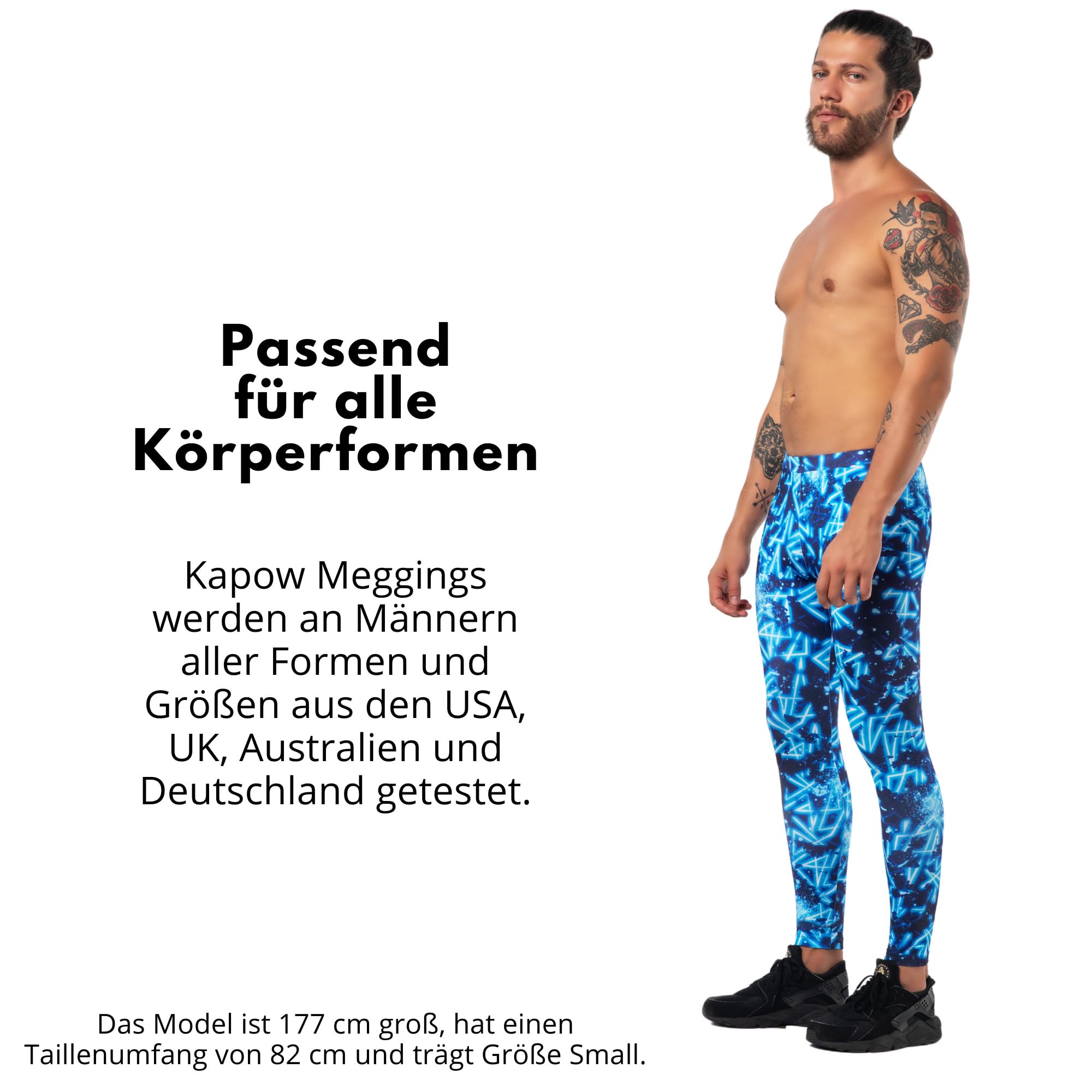 Kapow Meggings - Die originalen Männer-Leggings: Ideal für Fitness, Laufen, Mode, Festivals, Partys & Aktivitäten - Lange Männer-Leggings, stilvoll & bequem.