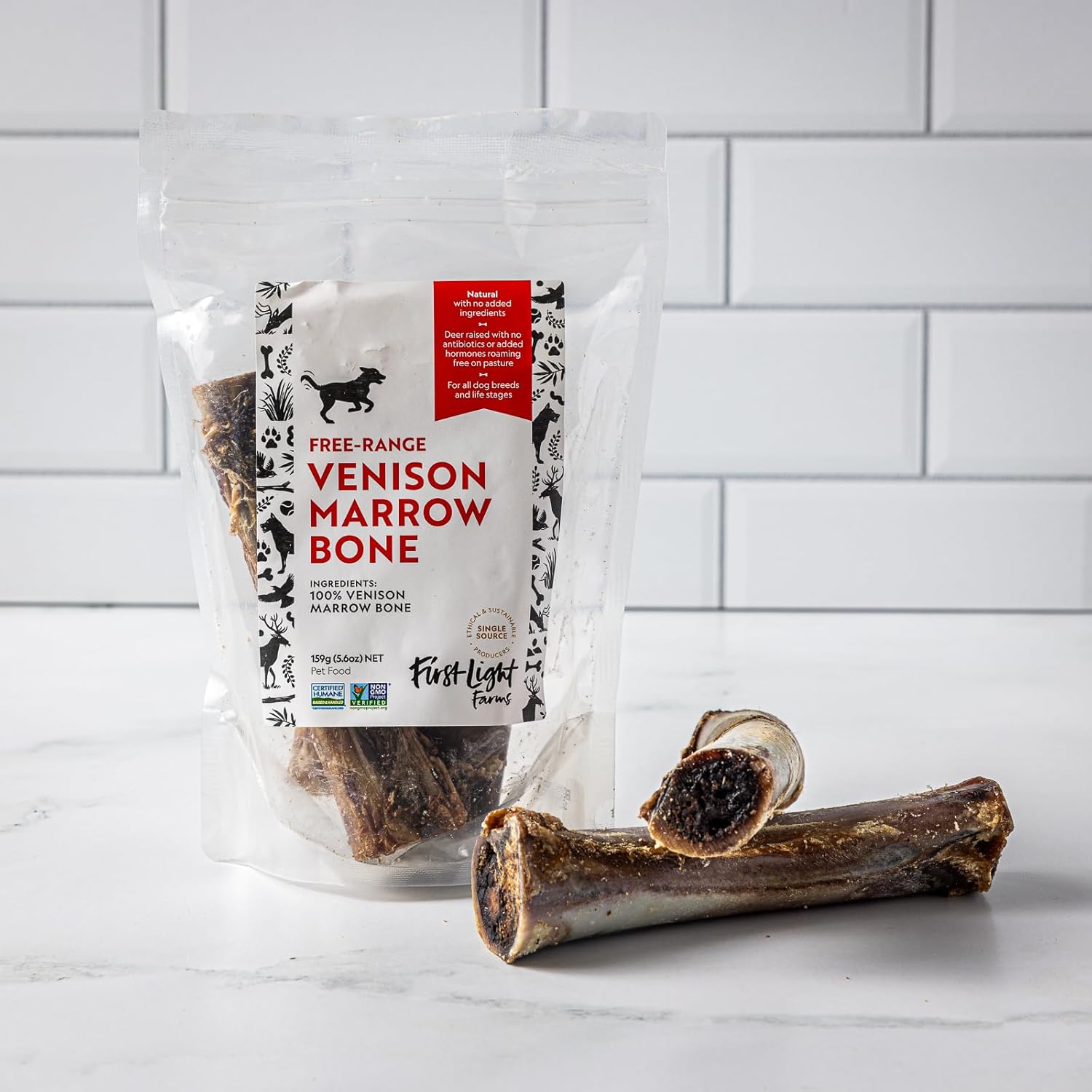 First Light Dog Treat Marrow Bone Venison 5.6 oz (Pack of 10)