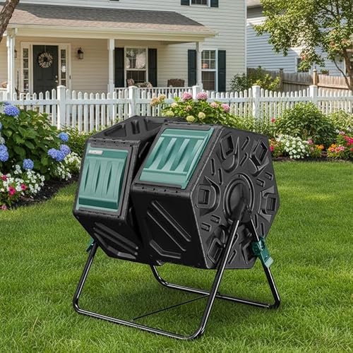 East Oak Dual Chamber Compost Tumbler with Locking System