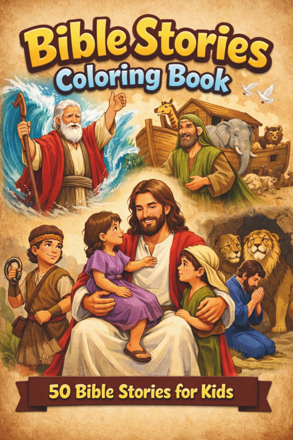 Bible Stories Coloring Book: 50 Bible Stories for Kids