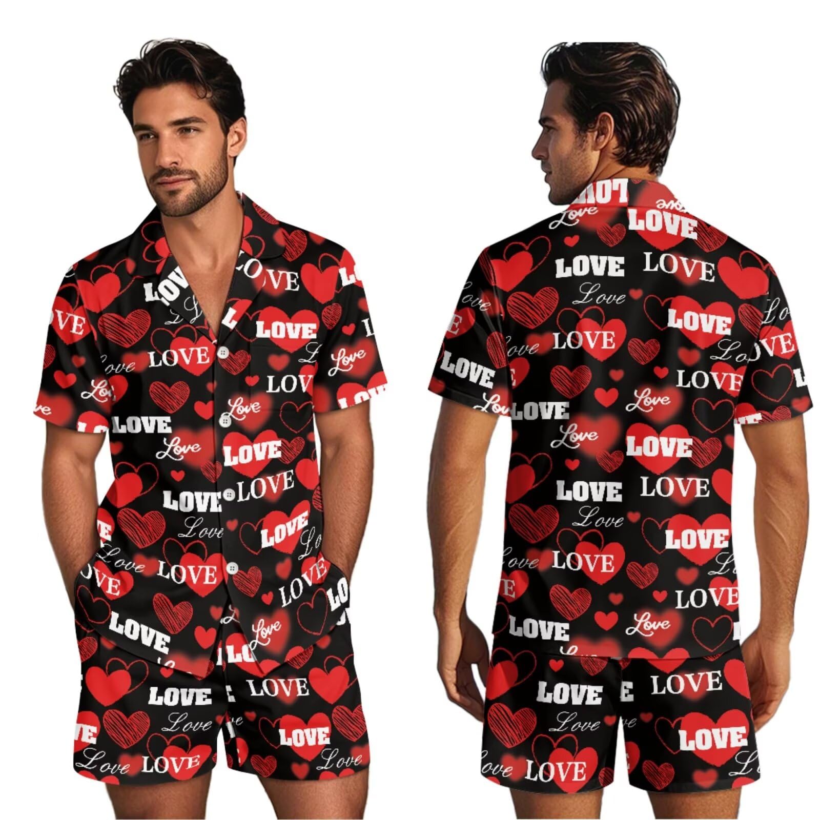 Pijamas a juego para él y para ella, ropa de descanso, suaves, transpirables, de manga corta, pijamas a juego para parejas