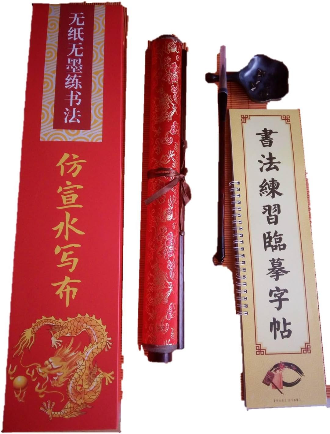 THY COLLECTIBLE Chinese Japanese Magic Rewritable Calligraphy Water Writing Fabric Cloth Brush Pen Set, Practicing Chinese Calligraphy Or Kanji Made Easy, Rice Paper replacement & Inkless