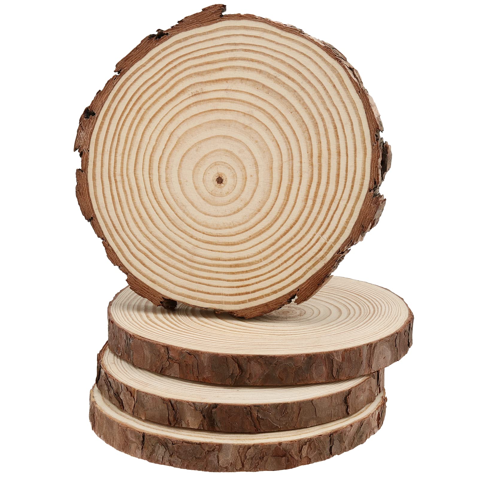 MUKLEI 8 Stück 23–25 cm Holzscheiben rund, ohne Loch, Holzscheitscheiben, unlackierte Holzkreise, Holzscheiben für Kunst, DIY-Handwerk, Weihnachtsschmuck, Hochzeitsdekoration, Holzuntersetzer