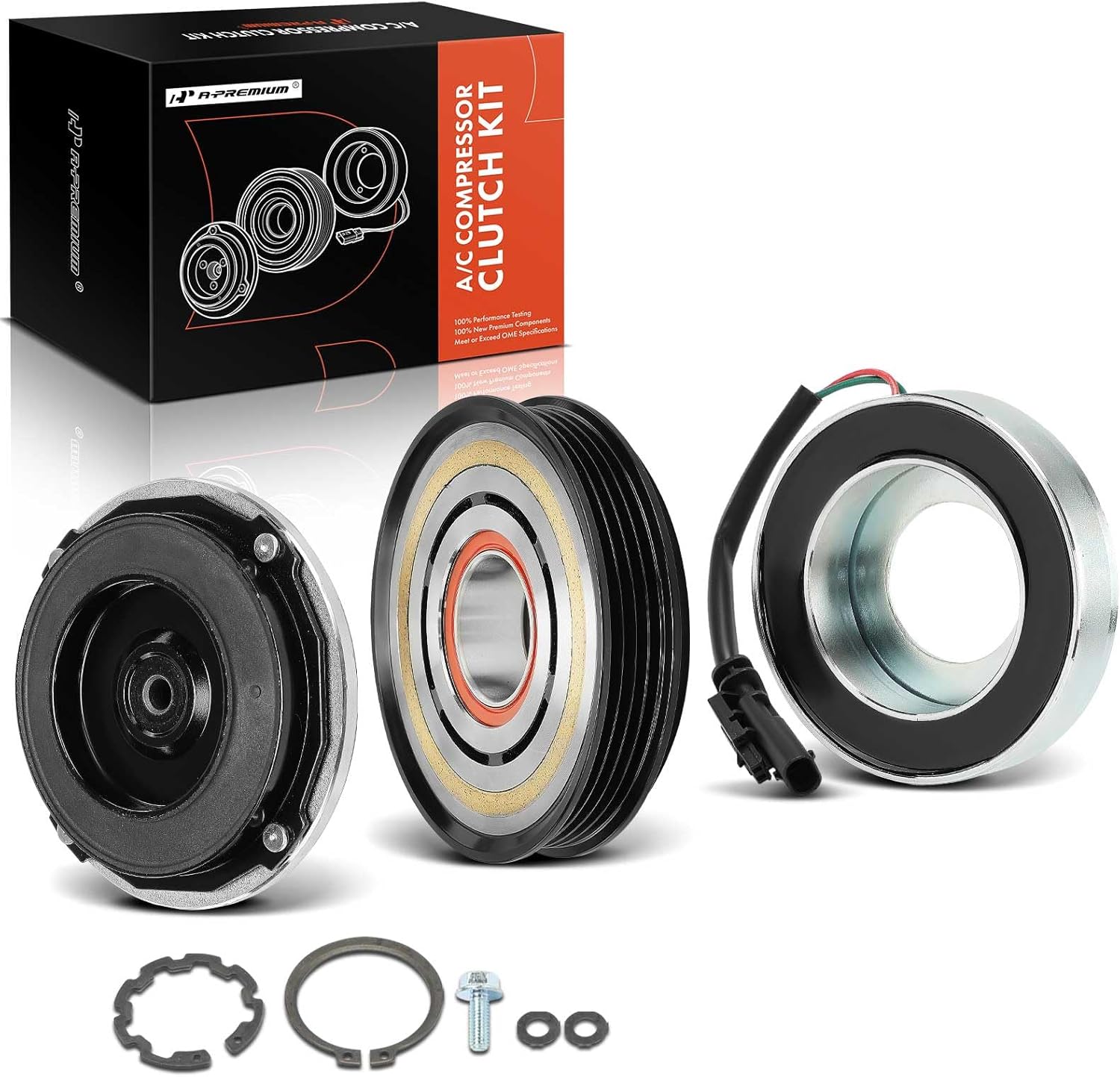 A-Premium Air Conditioner AC Compressor Clutch Kit Compatible with Chevrolet Tahoe 2015-2020, Suburban 2015-2020 & GMC Yukon/Yukon XL 2015-2020 & Cadillac Escalade/Escalade ESV 2015-2020, 5.3L 6.2L