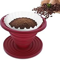 Vista 1 de Larrel Cafetera portátil para verter sobre café, plegable, reutilizable, para verter sobre cafés, viajes, camping, cafeteras, filtro de silicona