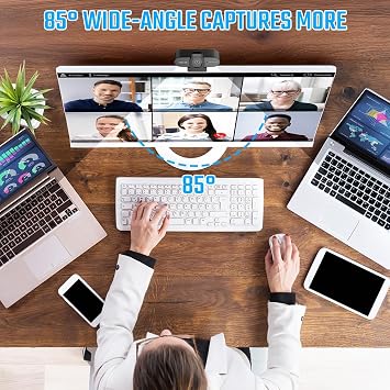 OFFCUP Webcam for PC with Microphone, 2K HD Web Camera with Privacy Cover