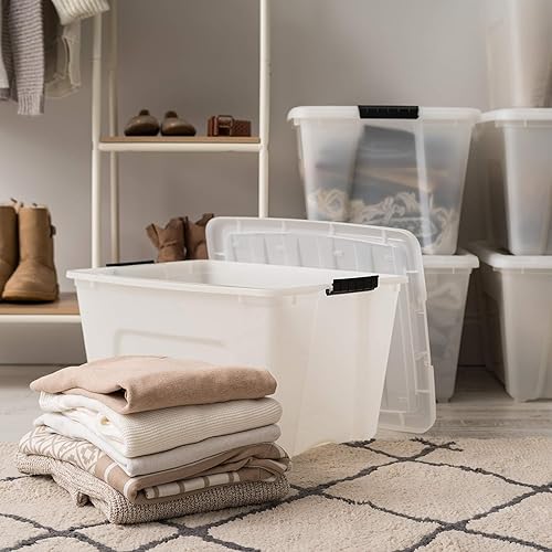 Vista 157 de IRIS USA - Caja de almacenamiento de plástico de 19 cuartos de galón con tapa y pestillos – Paquete de 4 – sin BPA, solución de organización