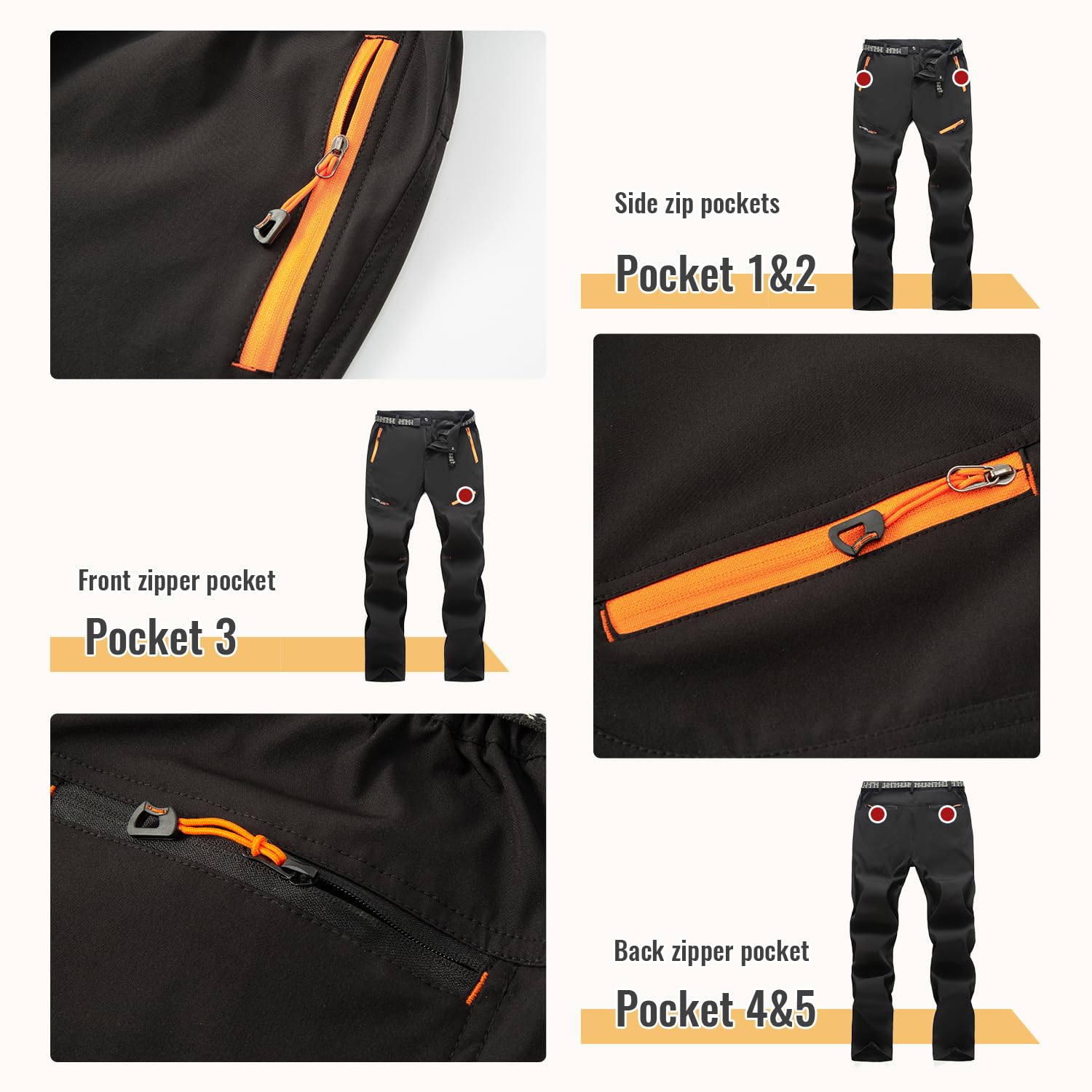 SUKUTU Hommes Pantalon de randonnée en Vrac Séchage Rapide Pantalon de Plein air Respirant Léger Pantalon de Trekking
