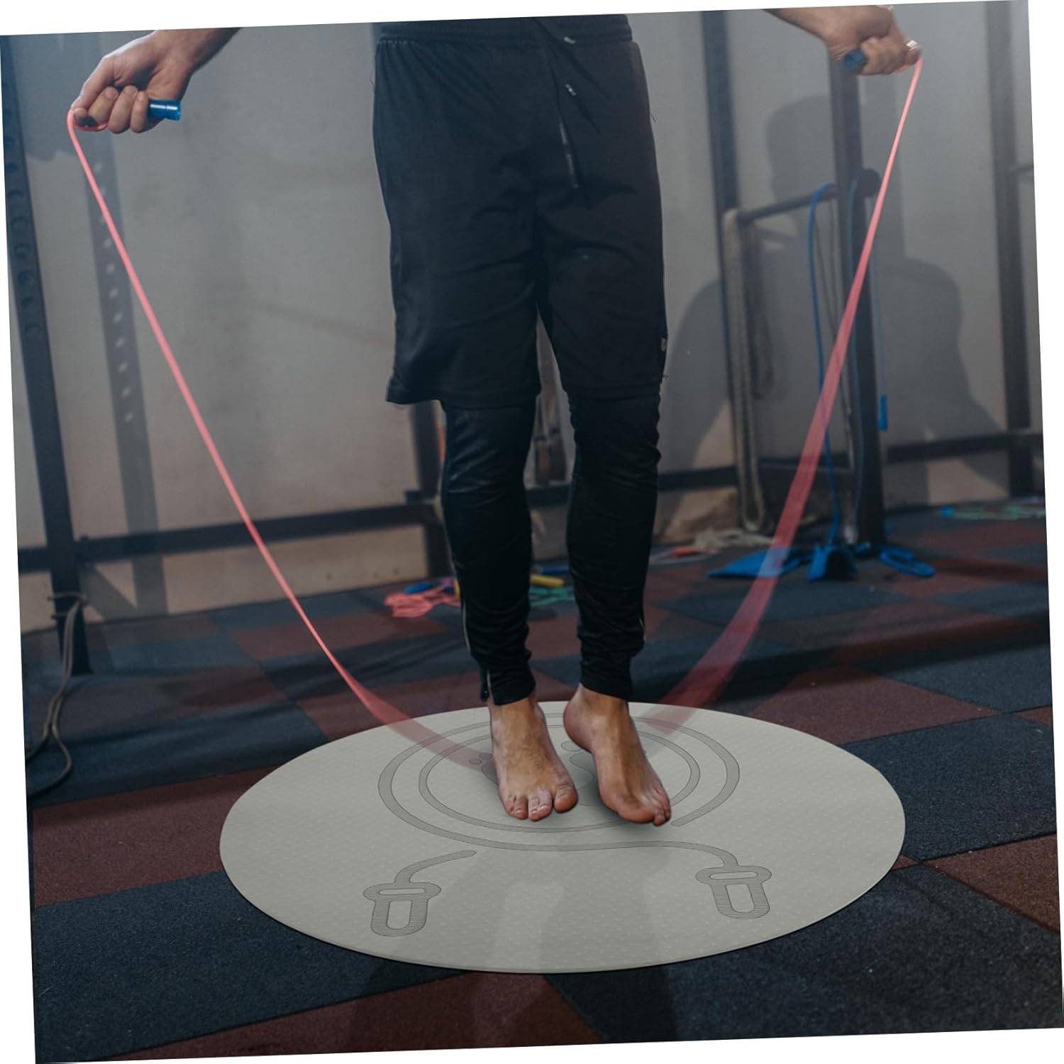 Tpe Non-slip Jump Rope Mat Gray Shock-absorbing Fitness Cushion Thickened Indoor Exercise Pad for Adults Home Gym Yoga Workout