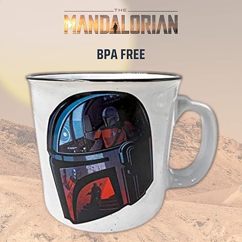 Miniatura 84 de Silver Buffalo Star Wars The Mandalorian Repeat Poses - Taza de café de cerámica estilo campista, 20 onzas Repetir Poses