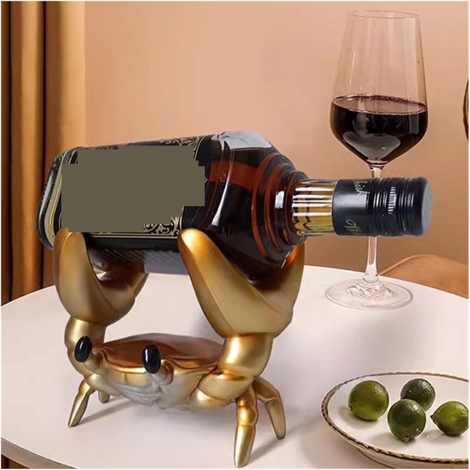 Wine Rack Freestanding Storage Creative Crab Shape Display Rack Wine Bottle Rack Living Room Entry TV Cabinet Red Wine Rack Ornaments Stackable Wine Rack Wine Storage Shelf,Gold-One Size