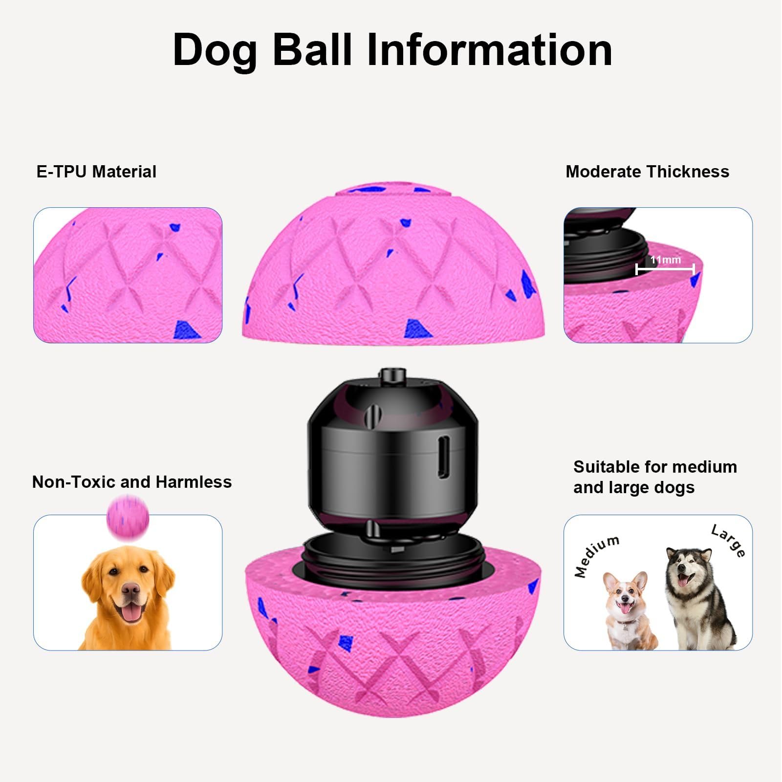 Balle interactive pour chien, mouvement automatique, rebondissement et rotation, matériau en mousse silencieuse, indice d'étanchéité IP54, roulement actif intelligent, jouets de stimulation