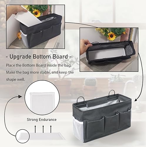 Miniatura 3 de 3 cestas colgantes de pared con bolsillos, organizador de pared de tela de lino, bolsa de almacenamiento colgante impermeable para cocina,