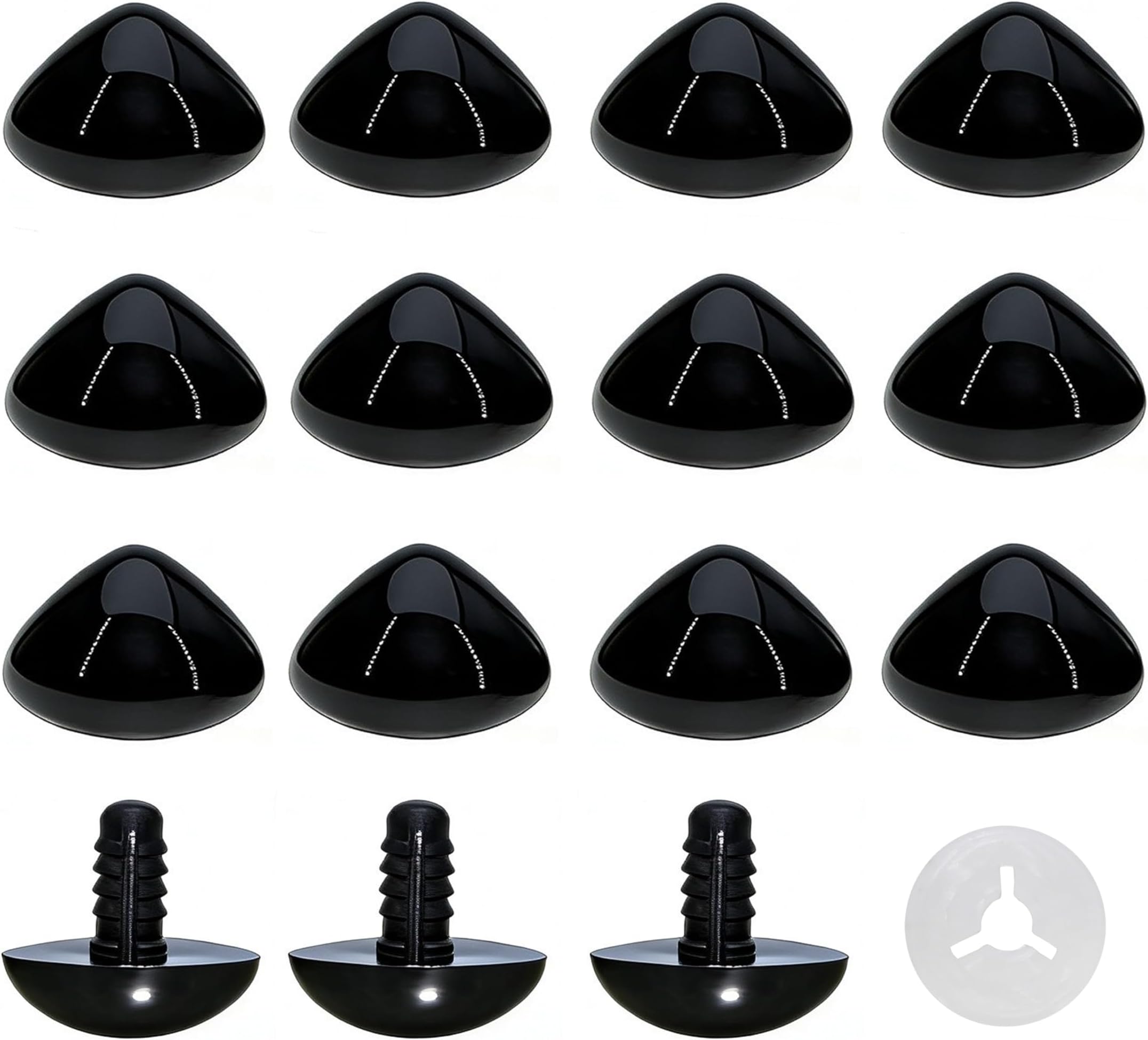 1 Box(50PCS) 19.5mm Black Plastic D-Type Animal Safety Nose with Washers for Bear, Doll, Puppet, Plush Animal and Craft