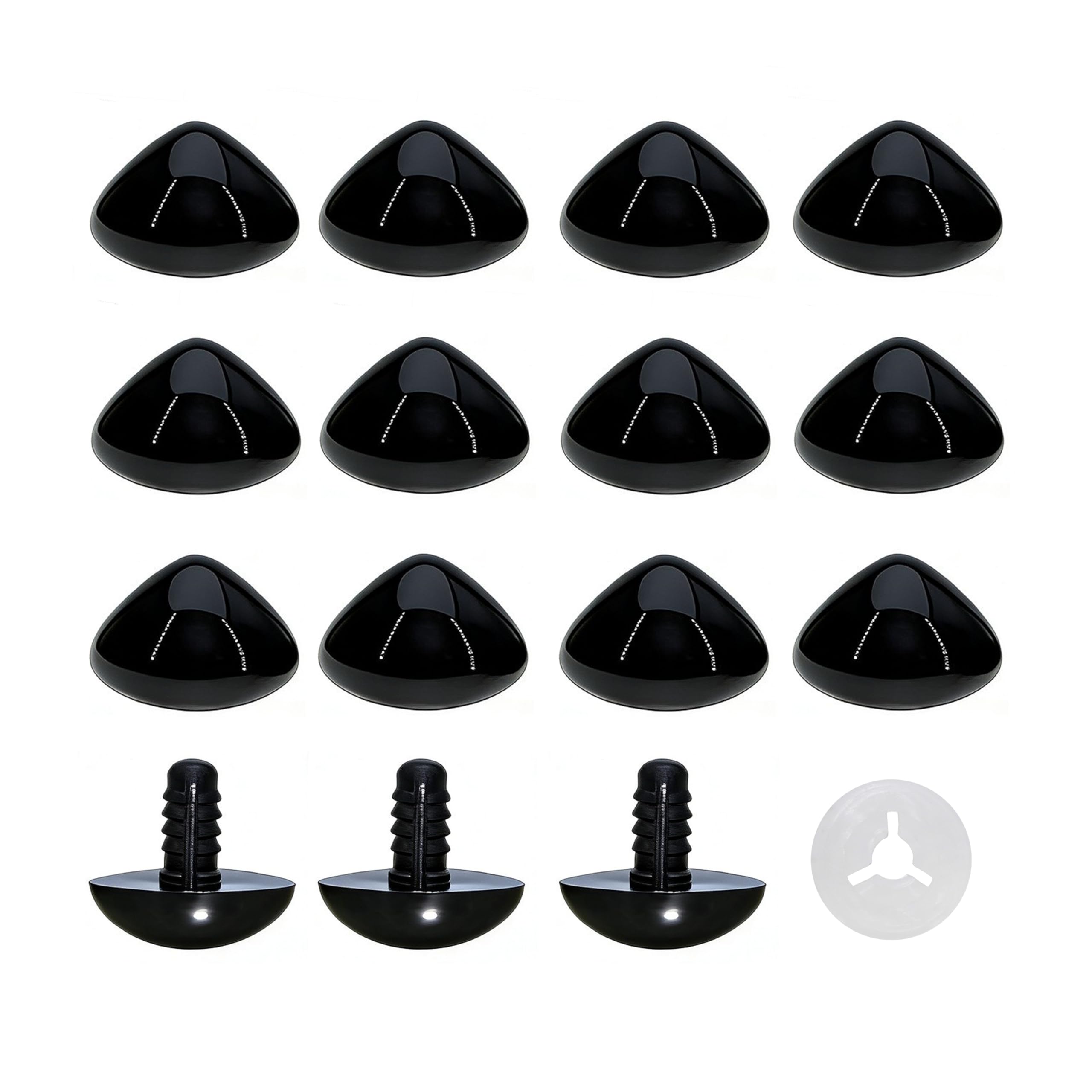 BESTCYC 1 Box(50PCS) 19.5mm Black Plastic D-Type Animal Safety Nose with Washers for Bear, Doll, Puppet, Plush Animal and Craft